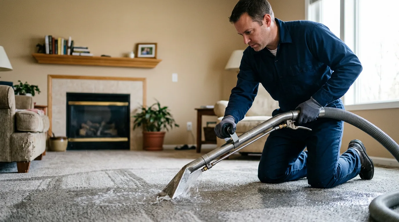 Water damage restoration technician working near Carson, VA